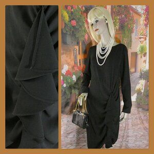 St. John Couture Dress Black Size 8 Cocktail Formal Special Occasion Draped Long